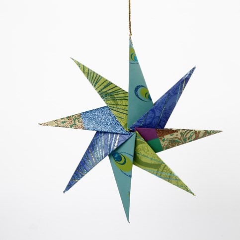 Origami stjerne i håndlavet papir