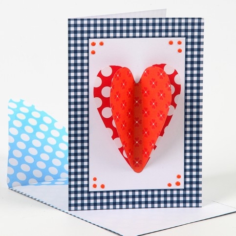 Kort med 3D hjerte