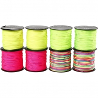 Knyttesnor, tykkelse 1 mm, neon grøn, neon pink, neon gul, neonmix, 8x28m/ 1 pk.