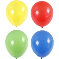 Balloner, kæmpe, diam. 41 cm, blå, grøn, rød, gul, 4stk./ 1 pk.
