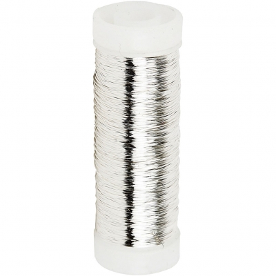 Sølvtråd, tykkelse 0,2 mm, forsølvet, 50 g, 110m/ 1 rl.