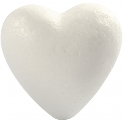Hjerte, H: 8 cm, D: 4,5 cm, B: 8 cm, hvid, 5 stk./ 1 pk.