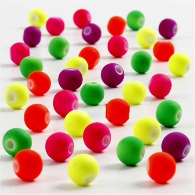 Neonperler, diam. 6 mm, hulstr. 1,2 mm, 50g/ 1 pk.
