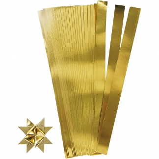 Stjernestrimler, L: 45 cm, diam. 6,5 cm, B: 15 mm, guld, 100 strimler/ 1 pk.