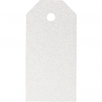 Manilamærker, str. 5x10 cm, glitter, 300 g, hvid, 15 stk./ 1 pk.
