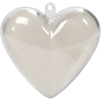 Deko-hjerte, H: 6,5 cm, transparent, 10 stk./ 1 pk.