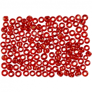 Rocaiperler, diam. 3 mm, str. 8/0 , hulstr. 0,6-1,0 mm, metal rød, 500 g/ 1 pk.