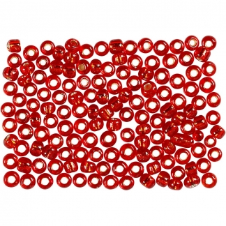 Rocaiperler, diam. 3 mm, str. 8/0 , hulstr. 0,6-1,0 mm, metal rød, 500g/ 1 pk.